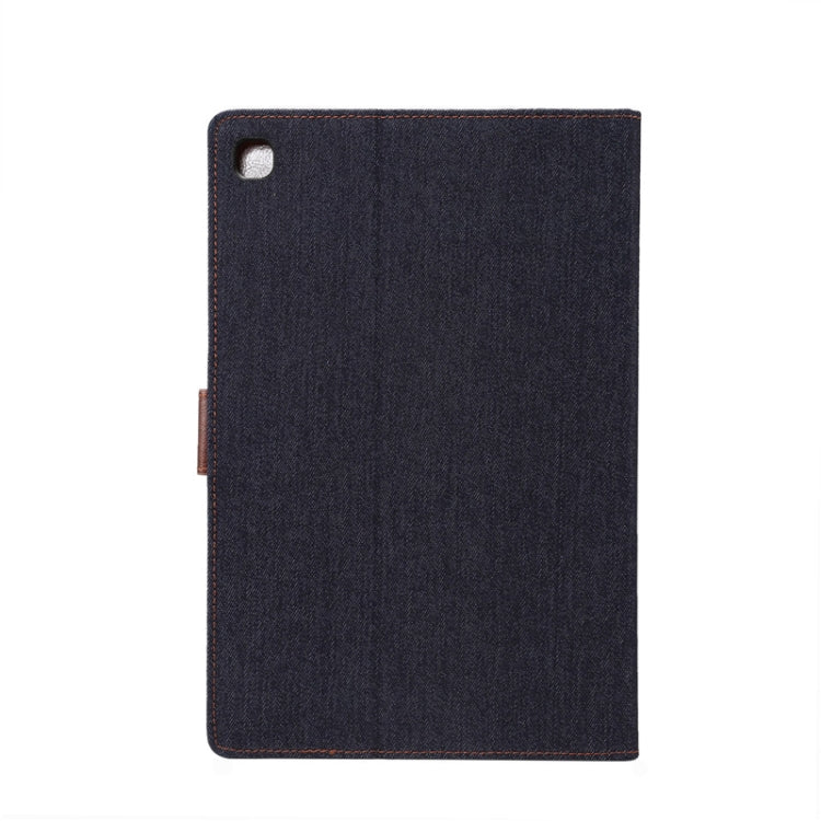 For Samsung Galaxy Tab A7  T505 Denim Texture PC Horizontal Flip Leather Protective Case with Holder & Card Slots & Wallet & Photo Frame & Sleep / Wake-up Function