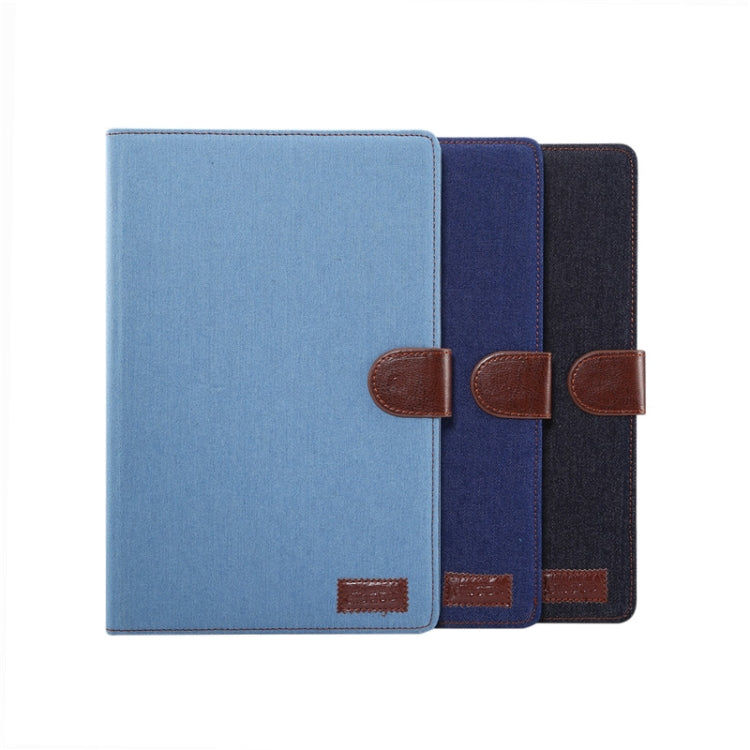 For Samsung Galaxy Tab A7  T505 Denim Texture PC Horizontal Flip Leather Protective Case with Holder & Card Slots & Wallet & Photo Frame & Sleep / Wake-up Function