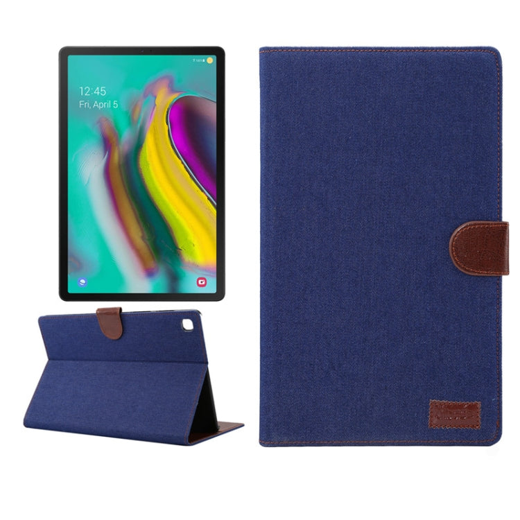 For Samsung Galaxy Tab A7  T505 Denim Texture PC Horizontal Flip Leather Protective Case with Holder & Card Slots & Wallet & Photo Frame & Sleep / Wake-up Function