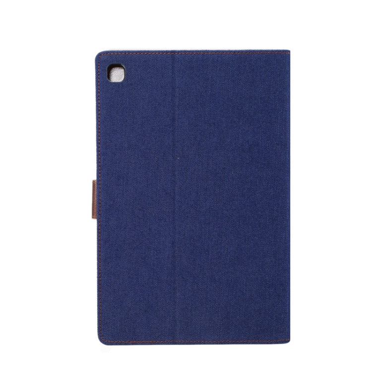 For Samsung Galaxy Tab A7  T505 Denim Texture PC Horizontal Flip Leather Protective Case with Holder & Card Slots & Wallet & Photo Frame & Sleep / Wake-up Function