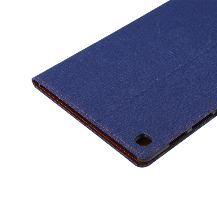 For Samsung Galaxy Tab A7  T505 Denim Texture PC Horizontal Flip Leather Protective Case with Holder & Card Slots & Wallet & Photo Frame & Sleep / Wake-up Function