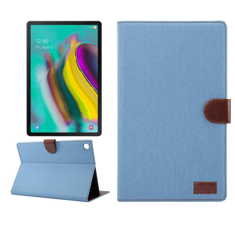 For Samsung Galaxy Tab A7  T505 Denim Texture PC Horizontal Flip Leather Protective Case with Holder & Card Slots & Wallet & Photo Frame & Sleep / Wake-up Function