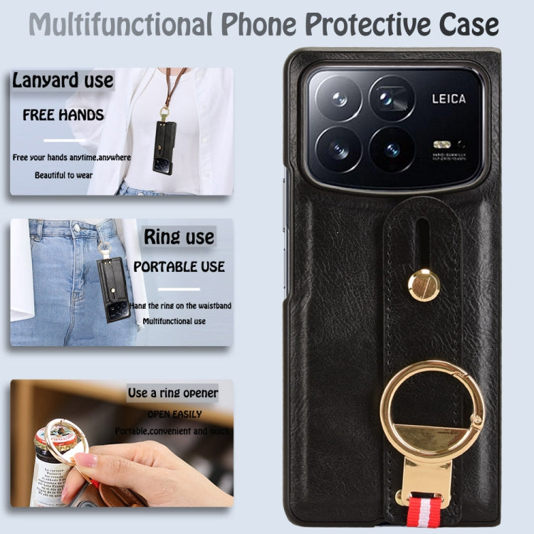 For Xiaomi Mix Fold 4 Wristband Leather Back Phone Case