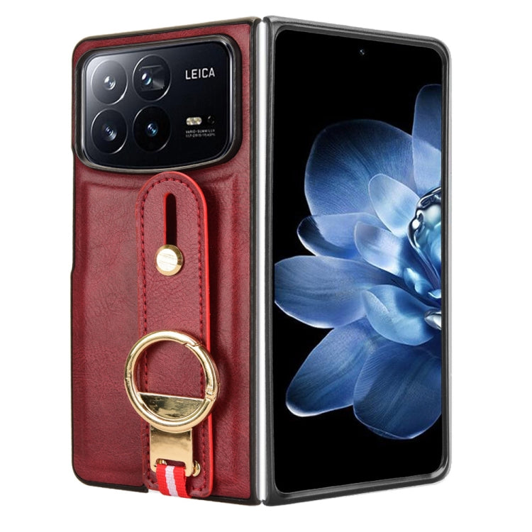 For Xiaomi Mix Fold 4 Wristband Leather Back Phone Case
