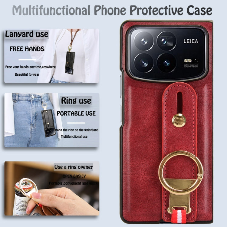 For Xiaomi Mix Fold 4 Wristband Leather Back Phone Case