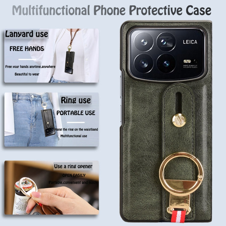 For Xiaomi Mix Fold 4 Wristband Leather Back Phone Case