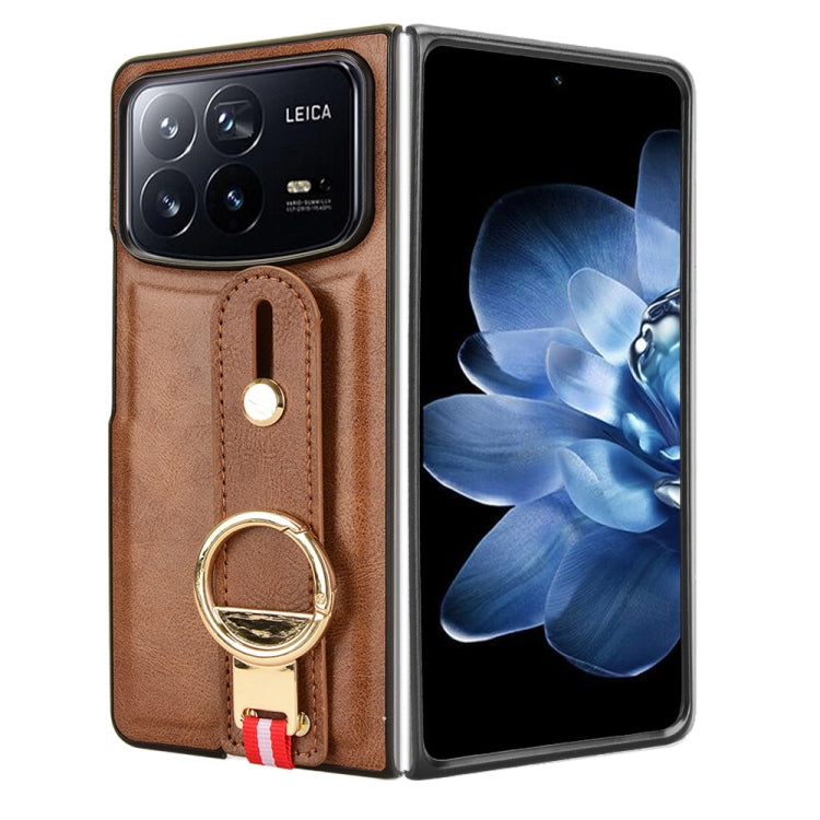 For Xiaomi Mix Fold 4 Wristband Leather Back Phone Case