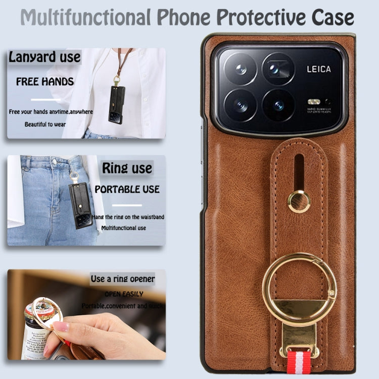 For Xiaomi Mix Fold 4 Wristband Leather Back Phone Case