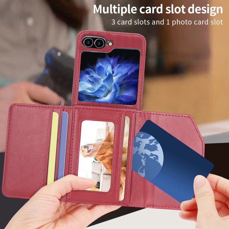 For Samsung Galaxy Z Flip6 / Flip7 FE VIETAO Rhombic Texture Wallet PU Phone Case with Long Lanyard