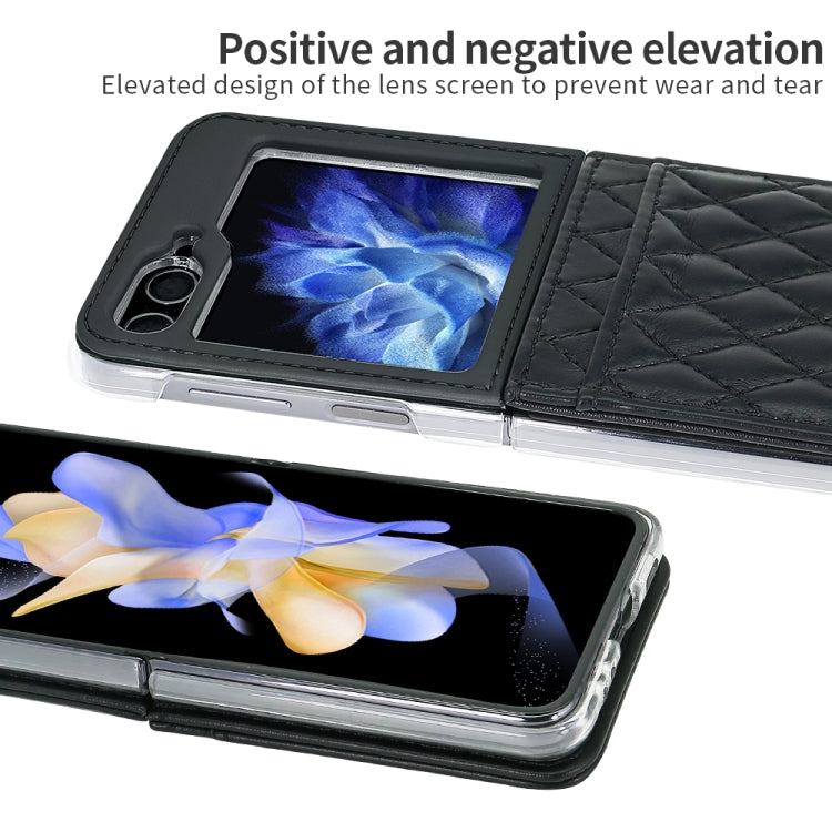 For Samsung Galaxy Z Flip6 / Flip7 FE VIETAO Rhombic Texture PU Card Slot Phone Case with Lanyard