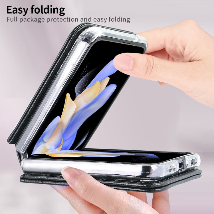 For Samsung Galaxy Z Flip6 / Flip7 FE VIETAO Rhombic Texture PU Card Slot Phone Case with Lanyard
