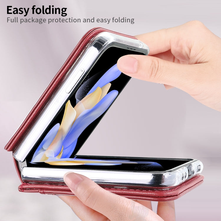 For Samsung Galaxy Z Flip6 / Flip7 FE VIETAO Rhombic Texture PU Card Slot Phone Case with Lanyard