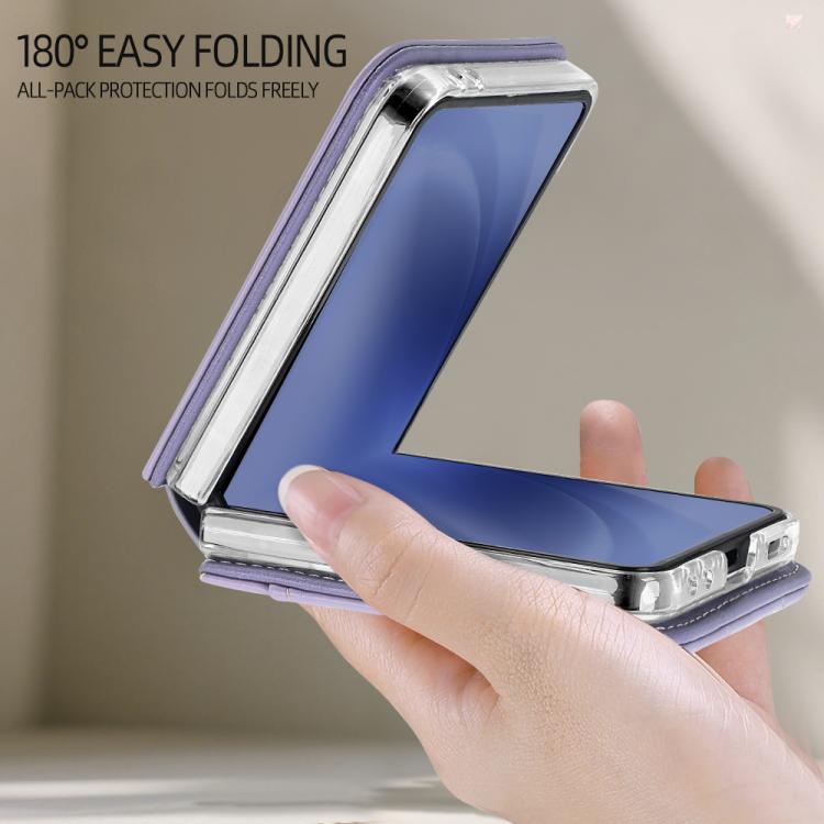 For Samsung Galaxy Z Flip7 5G VIETAO Rhombic Texture PU Card Slot Phone Case with Lanyard