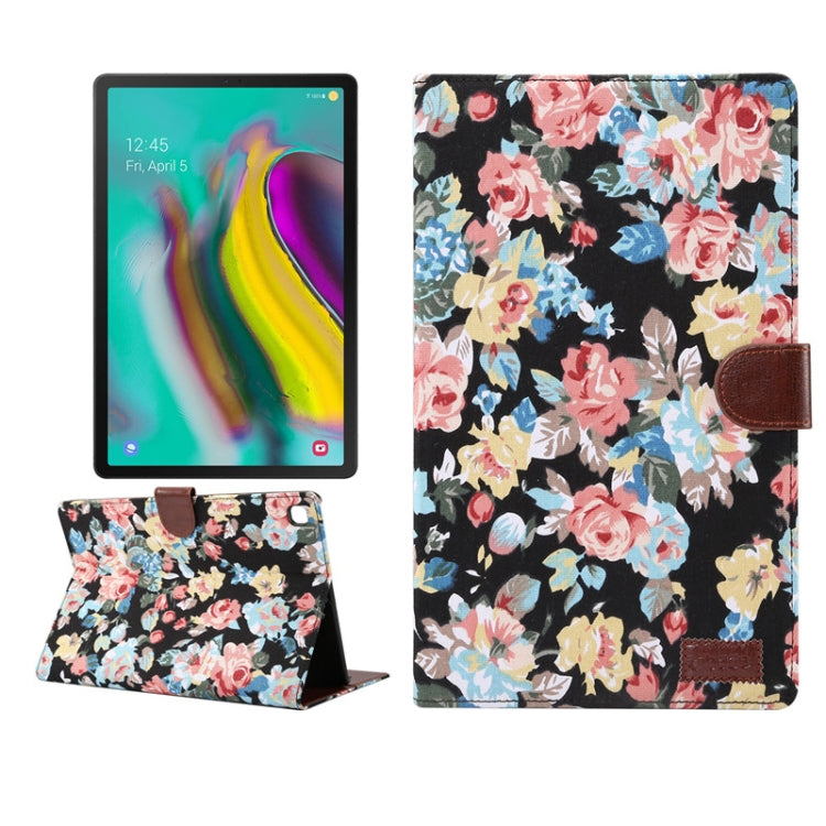 For Samsung Galaxy Tab A7 T505 Flower Cloth Texture PC Horizontal Flip Leather Protective Case, with Holder & Card Slots & Wallet & Photo Frame & Sleep / Wake-up Function