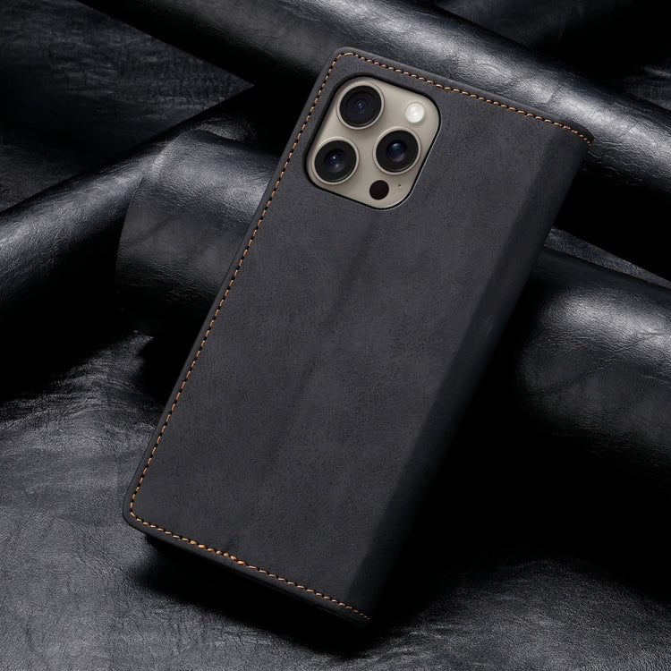 For iPhone 16 Pro Max Business Solid Color Magnetic RFID Leather Phone Case