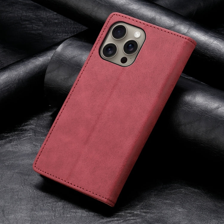 For iPhone 16 Pro Max Business Solid Color Magnetic RFID Leather Phone Case