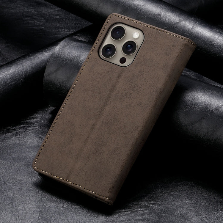 For iPhone 16 Pro Max Business Solid Color Magnetic RFID Leather Phone Case