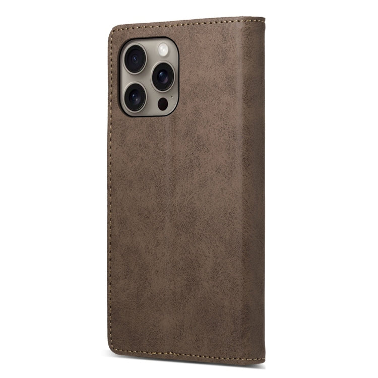 For iPhone 16 Pro Max Business Solid Color Magnetic RFID Leather Phone Case