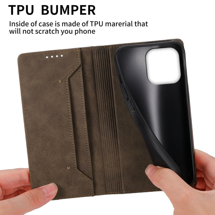 For iPhone 16 Pro Max Business Solid Color Magnetic RFID Leather Phone Case