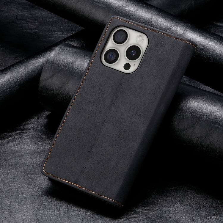 For iPhone 16 Pro Business Solid Color Magnetic RFID Leather Phone Case