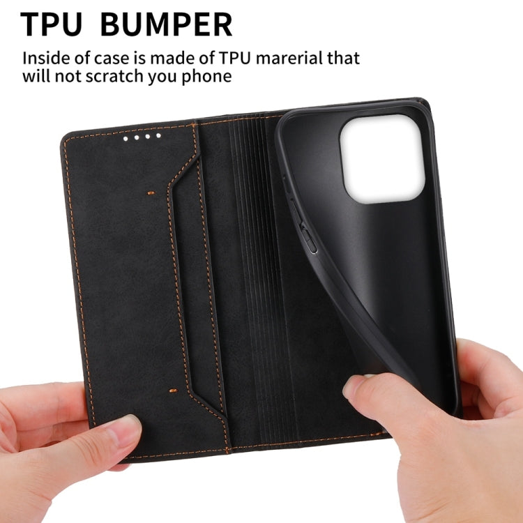 For iPhone 16 Pro Business Solid Color Magnetic RFID Leather Phone Case