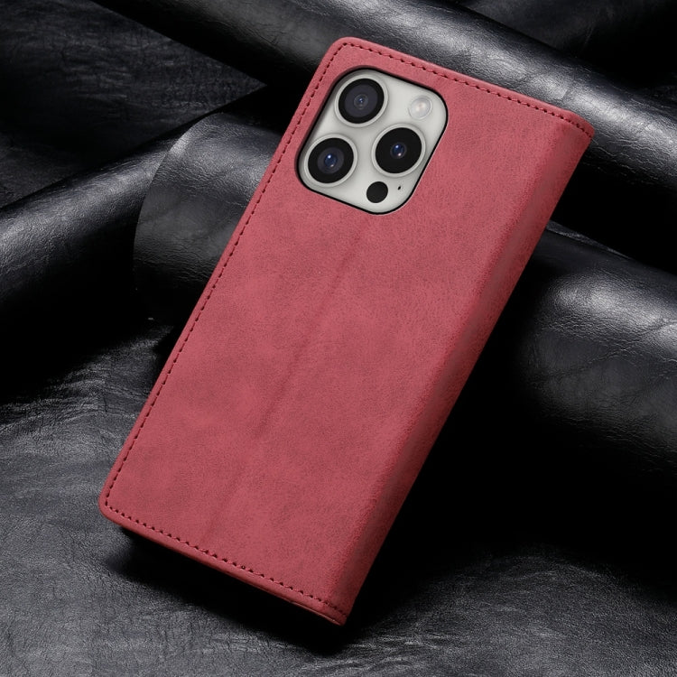 For iPhone 16 Pro Business Solid Color Magnetic RFID Leather Phone Case