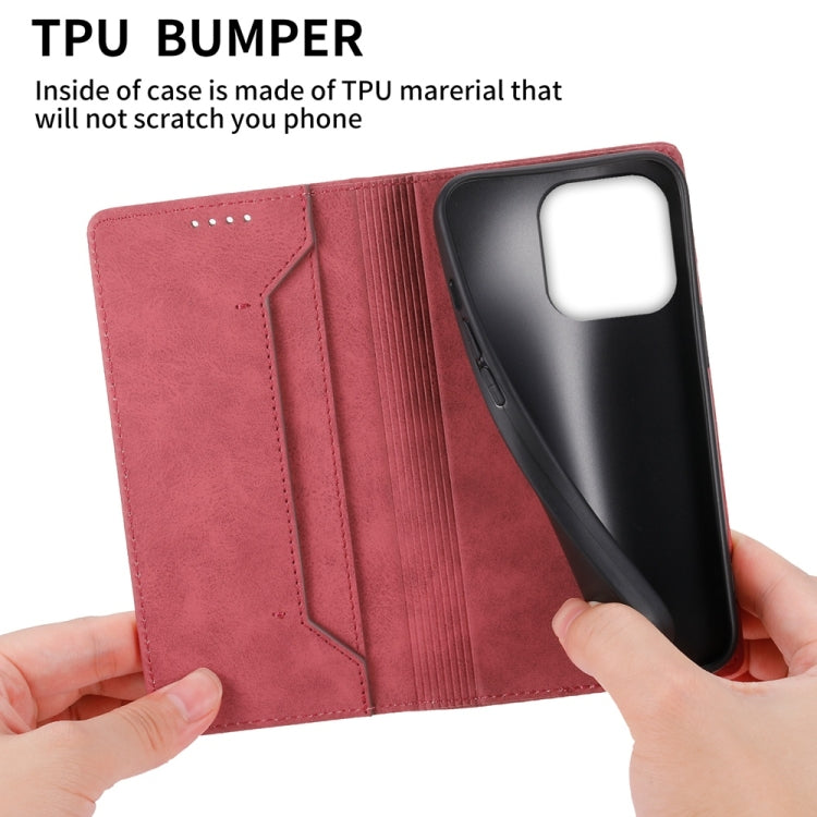 For iPhone 16 Pro Business Solid Color Magnetic RFID Leather Phone Case