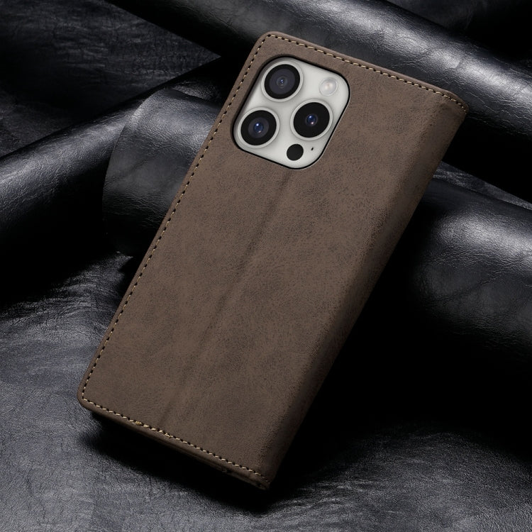 For iPhone 16 Pro Business Solid Color Magnetic RFID Leather Phone Case