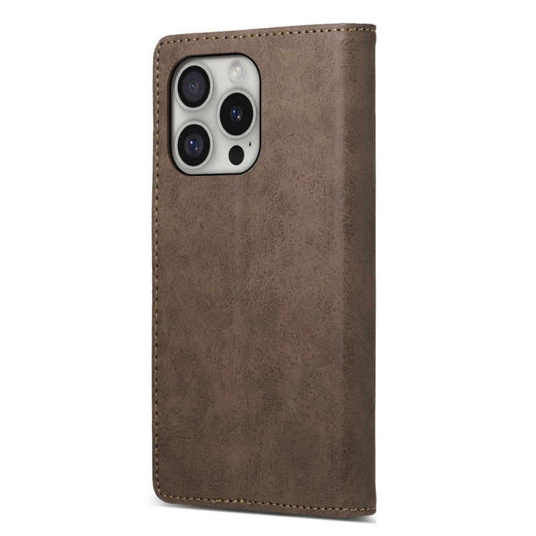 For iPhone 16 Pro Business Solid Color Magnetic RFID Leather Phone Case