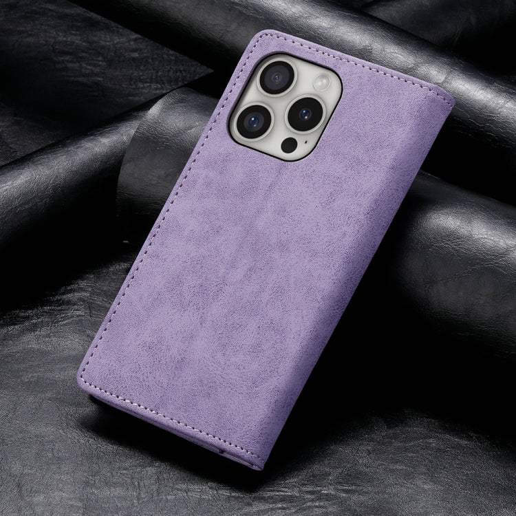 For iPhone 16 Pro Business Solid Color Magnetic RFID Leather Phone Case