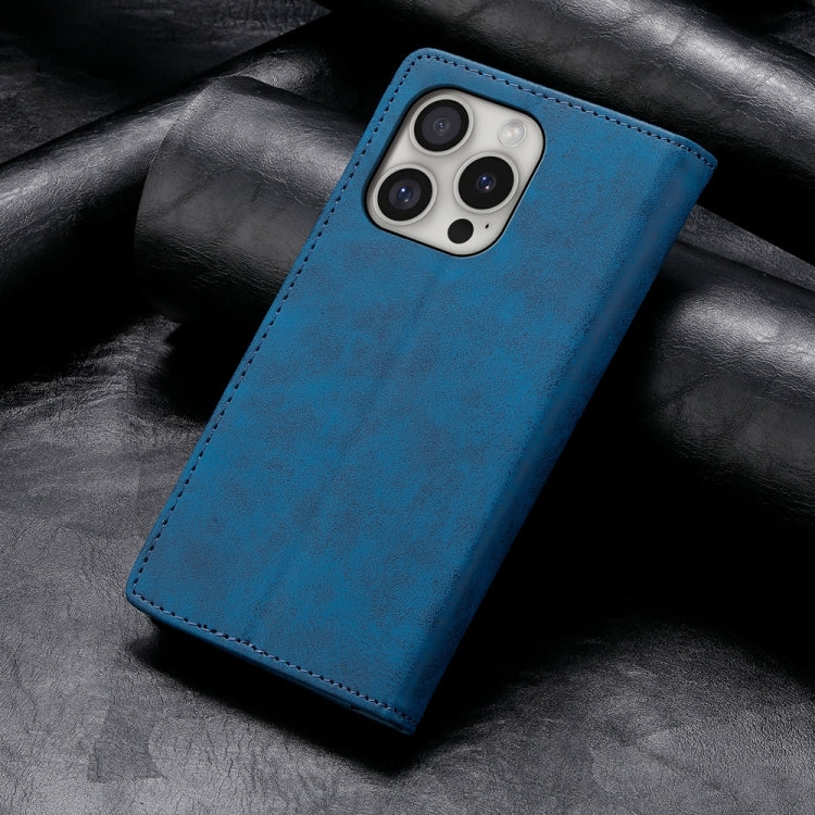 For iPhone 16 Pro Business Solid Color Magnetic RFID Leather Phone Case