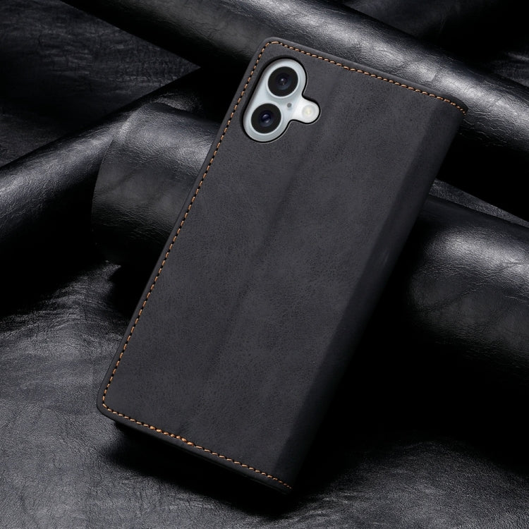 For iPhone 16 Plus Business Solid Color Magnetic RFID Leather Phone Case