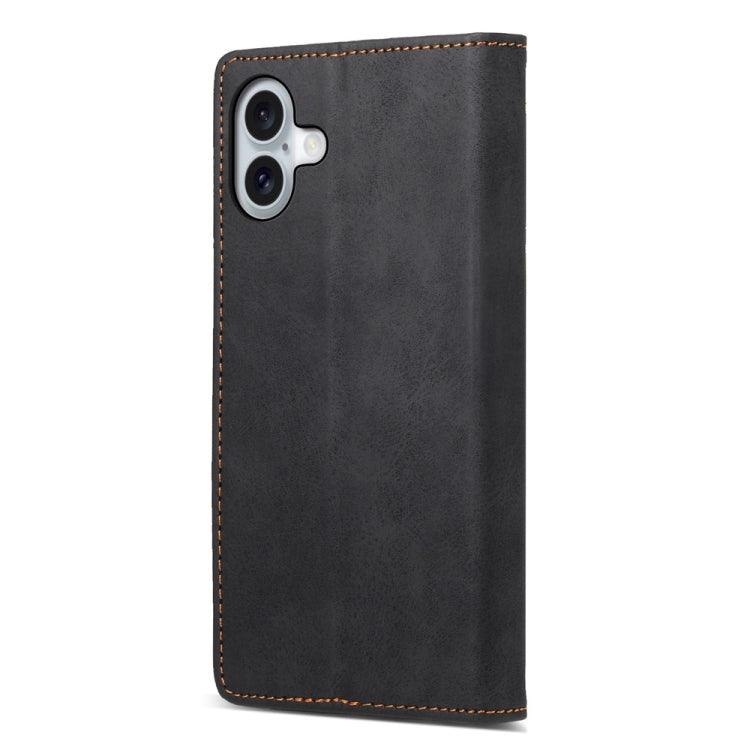 For iPhone 16 Plus Business Solid Color Magnetic RFID Leather Phone Case