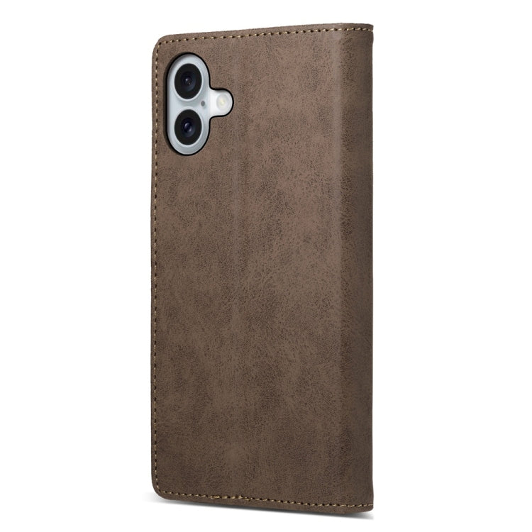 For iPhone 16 Plus Business Solid Color Magnetic RFID Leather Phone Case