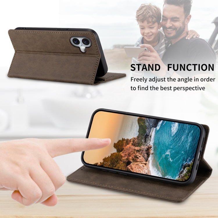 For iPhone 16 Plus Business Solid Color Magnetic RFID Leather Phone Case