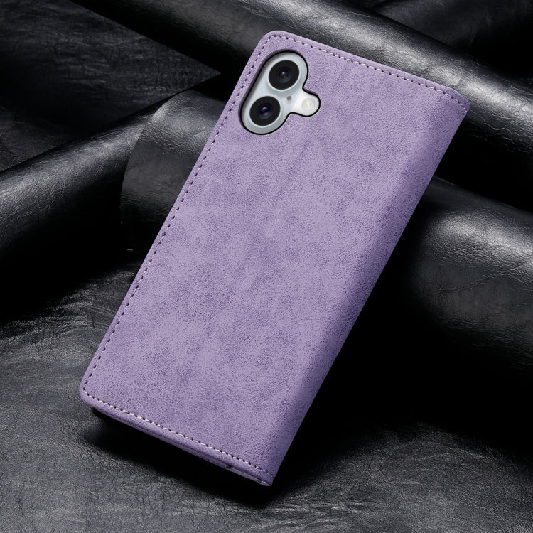 For iPhone 16 Plus Business Solid Color Magnetic RFID Leather Phone Case