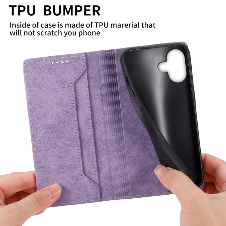 For iPhone 16 Plus Business Solid Color Magnetic RFID Leather Phone Case