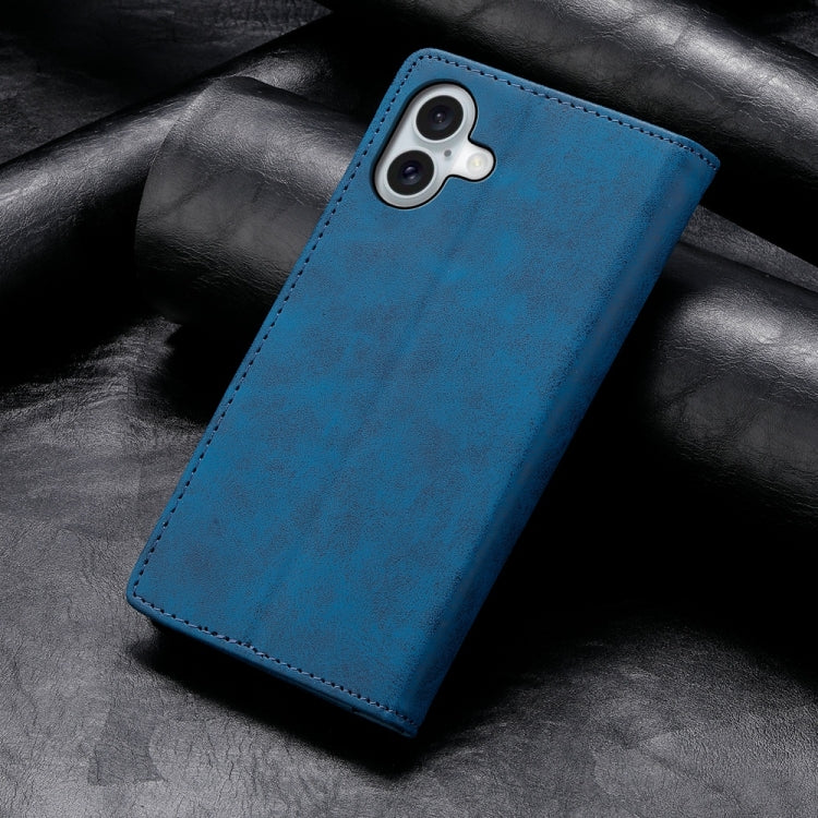 For iPhone 16 Plus Business Solid Color Magnetic RFID Leather Phone Case