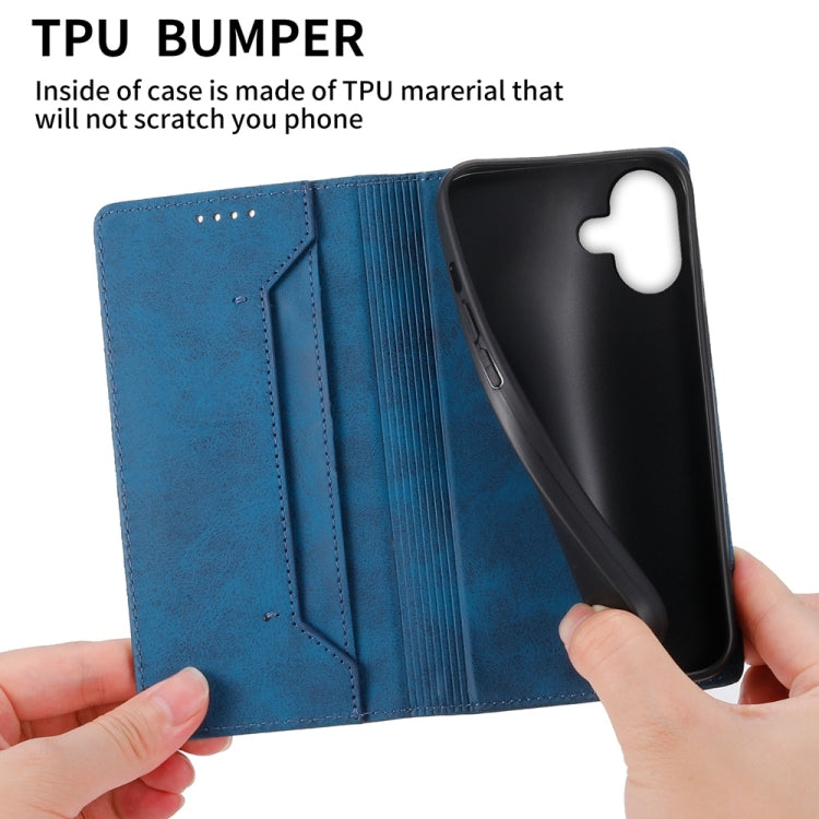 For iPhone 16 Plus Business Solid Color Magnetic RFID Leather Phone Case