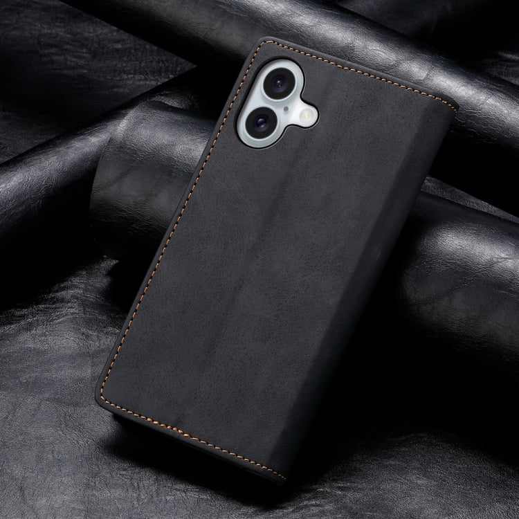 For iPhone 16 Business Solid Color Magnetic RFID Leather Phone Case