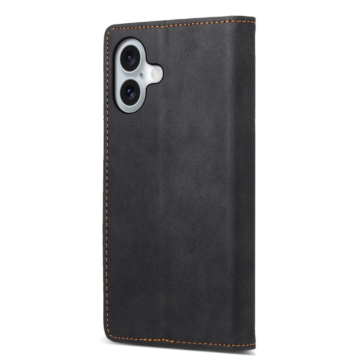 For iPhone 16 Business Solid Color Magnetic RFID Leather Phone Case
