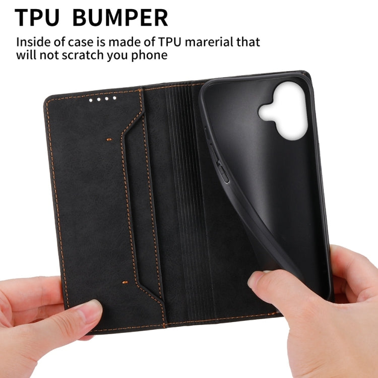 For iPhone 16 Business Solid Color Magnetic RFID Leather Phone Case