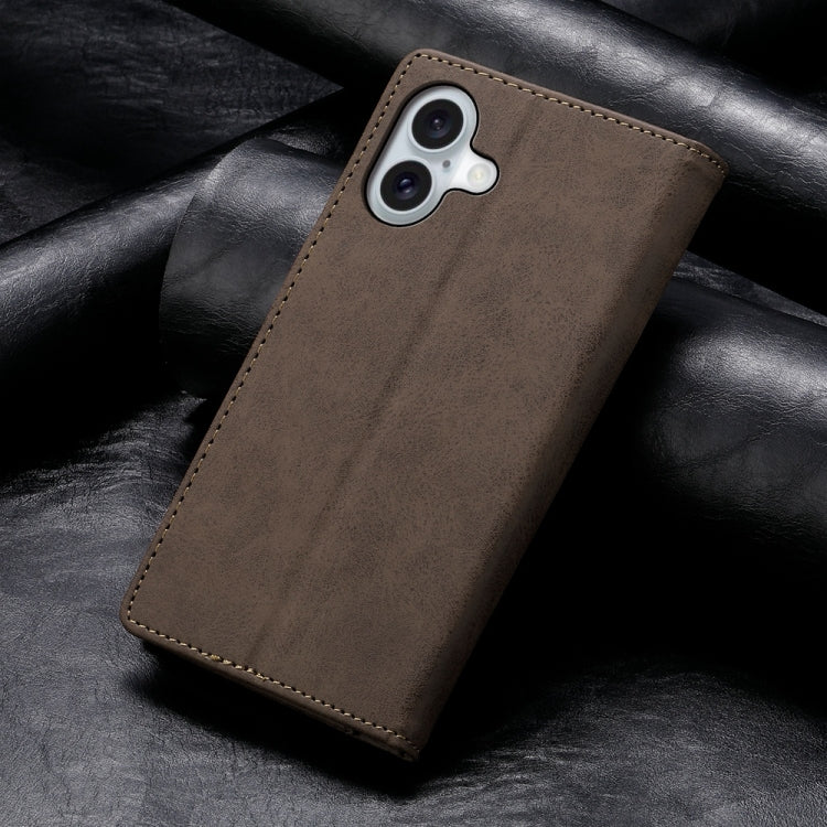 For iPhone 16 Business Solid Color Magnetic RFID Leather Phone Case