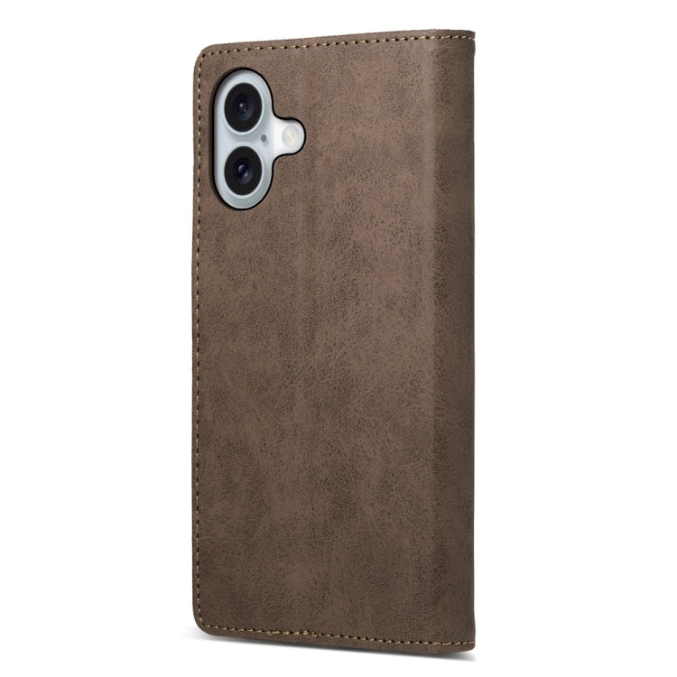 For iPhone 16 Business Solid Color Magnetic RFID Leather Phone Case