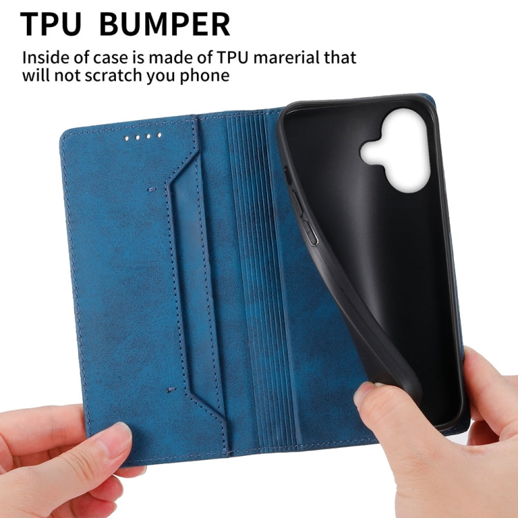 For iPhone 16 Business Solid Color Magnetic RFID Leather Phone Case