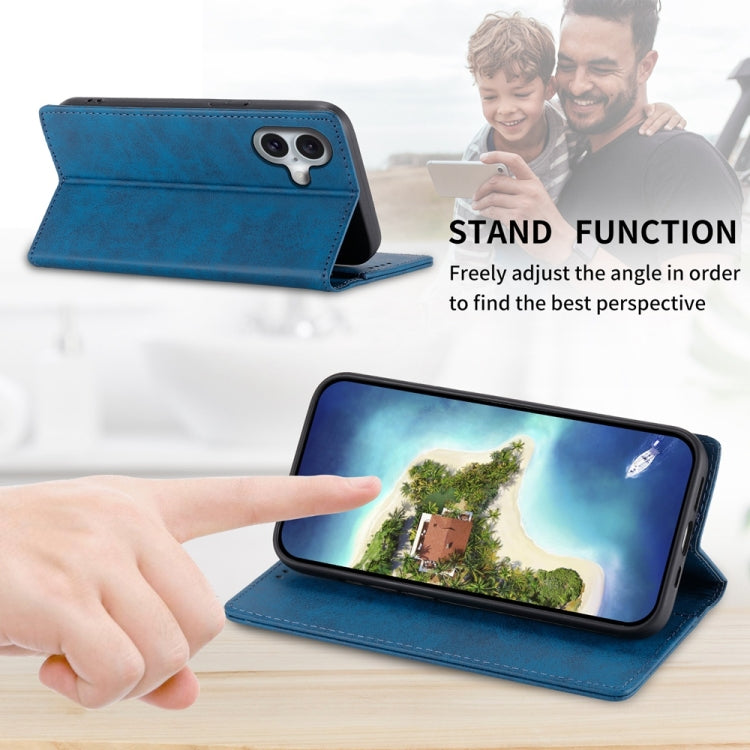 For iPhone 16 Business Solid Color Magnetic RFID Leather Phone Case