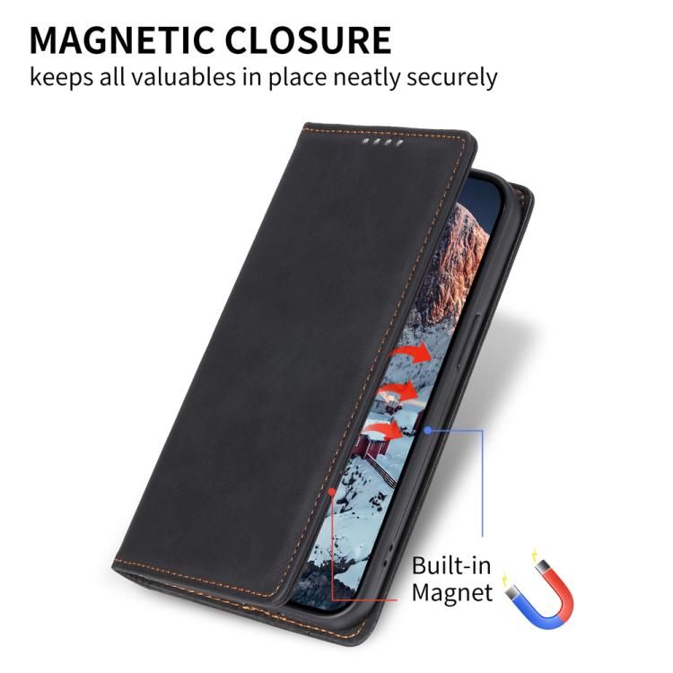 For iPhone 17 Pro Max Business Solid Color Magnetic RFID Leather Phone Case