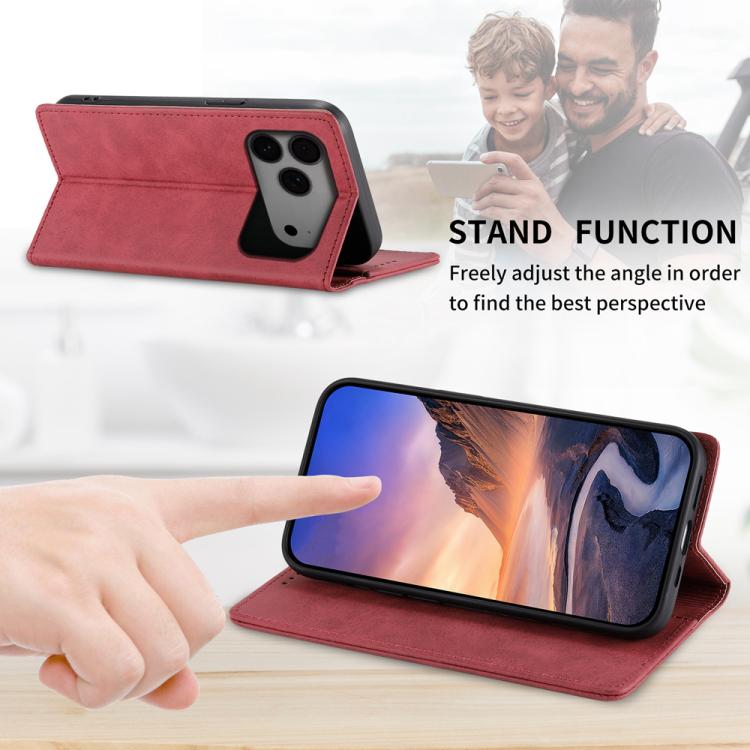 For iPhone 17 Pro Max Business Solid Color Magnetic RFID Leather Phone Case