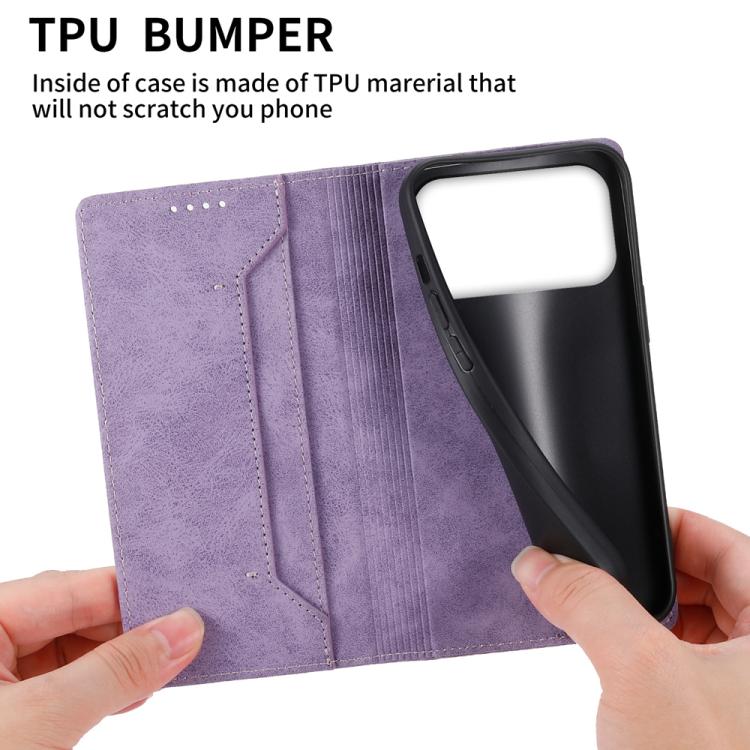 For iPhone 17 Pro Max Business Solid Color Magnetic RFID Leather Phone Case