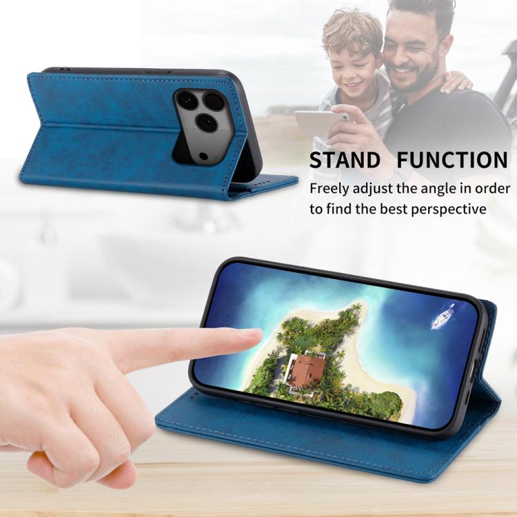 For iPhone 17 Pro Max Business Solid Color Magnetic RFID Leather Phone Case